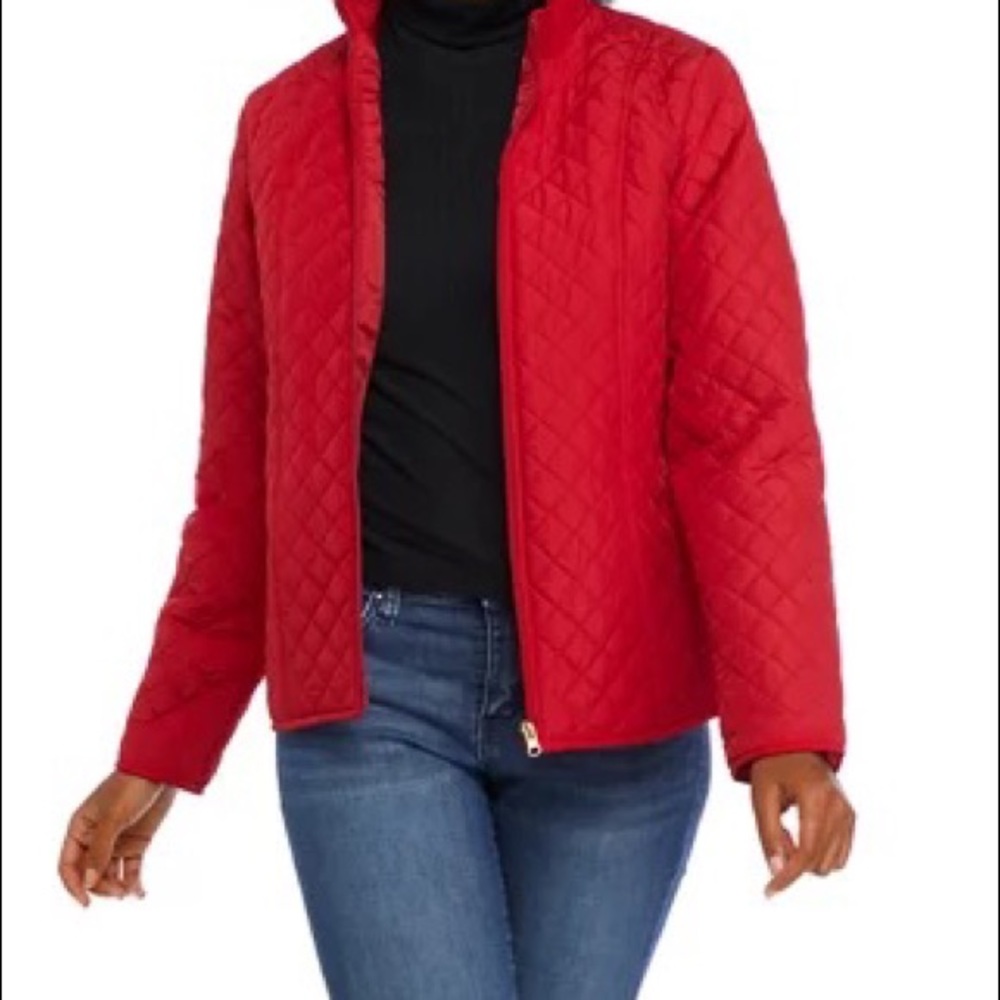 NWT Kim Rogers Red Quilted Jacket